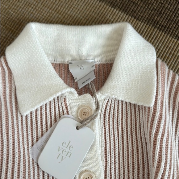 Eleventy Cream and Pink Ribbed Knit Sweater - Picture 2 of 6